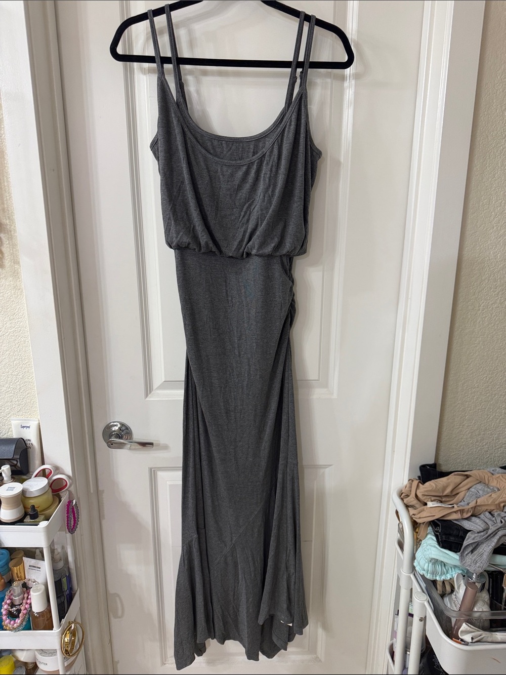 Commense Charcoal Gray Double-Strap Maxi Dress